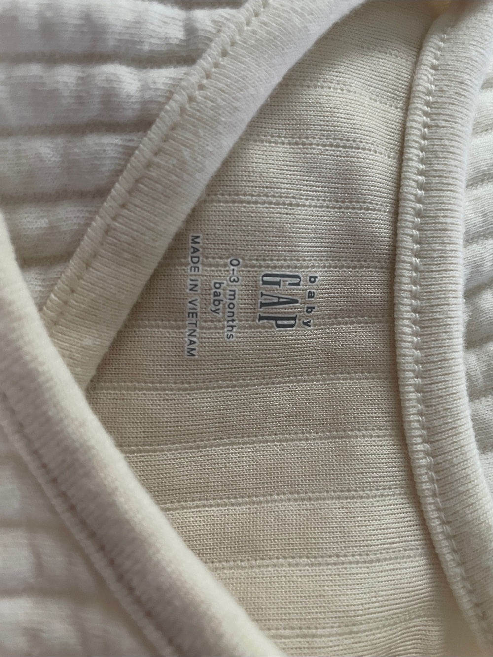 GAP Cream Ribbed Footed Baby One-Piece - Picture 2 of 2